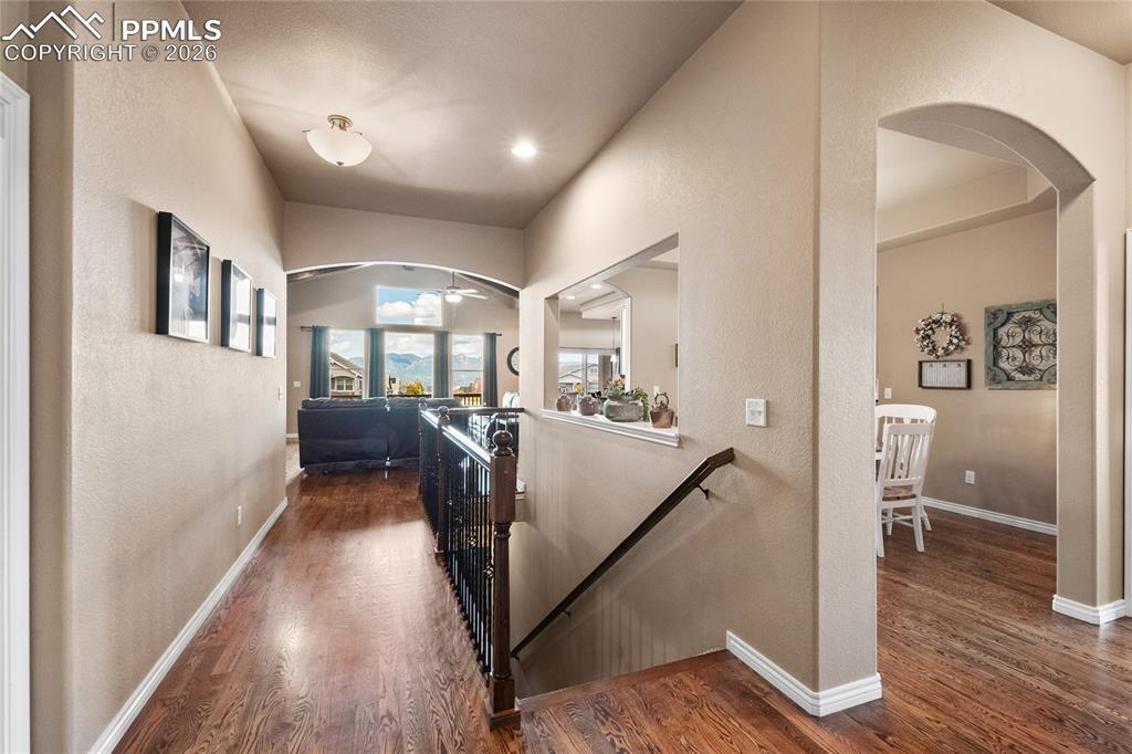 Foyer with Hardwood flooring. 