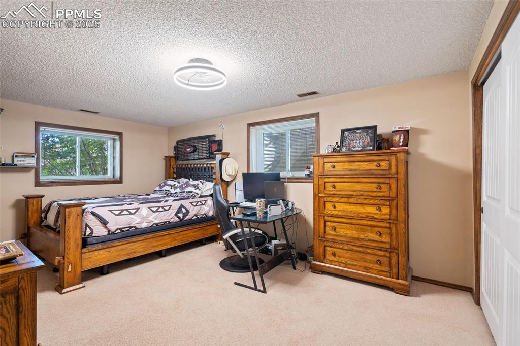 Large basement bedroom with good natural light.