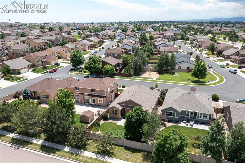 Aerial view of residential area