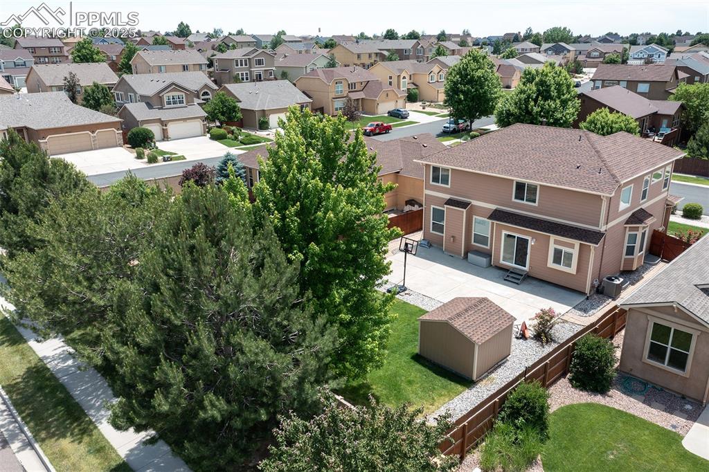 Aerial view of residential area