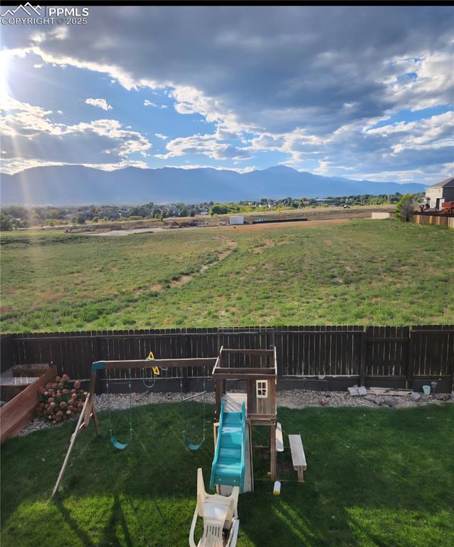 Mountain view with rural landscape