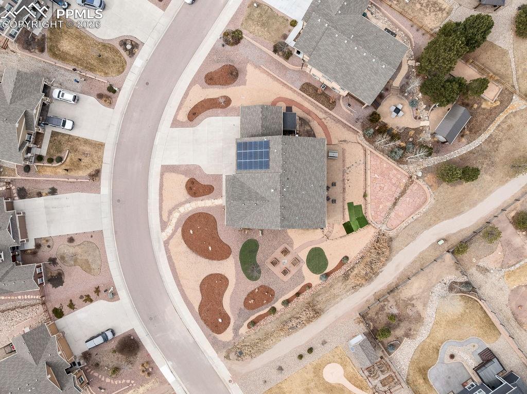 Aerial view of lot and adjacent trail.