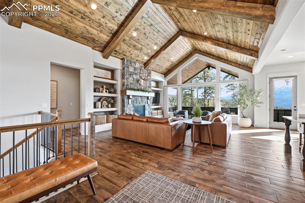 Gorgeous living spaces with full stone fireplace!