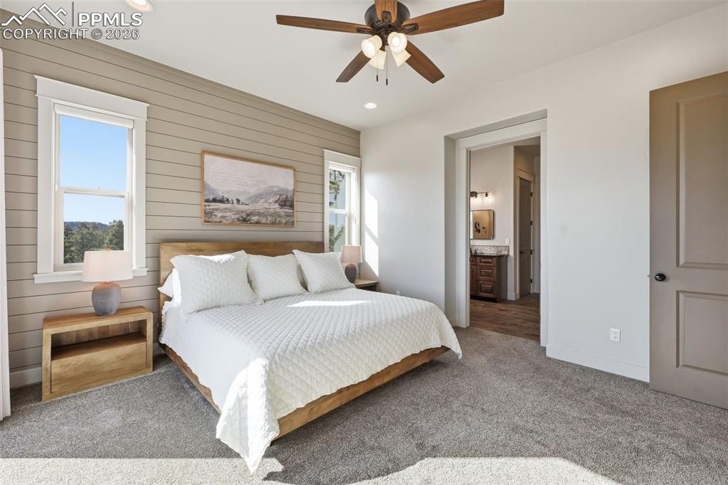 Large master bedroom connecting to master bath