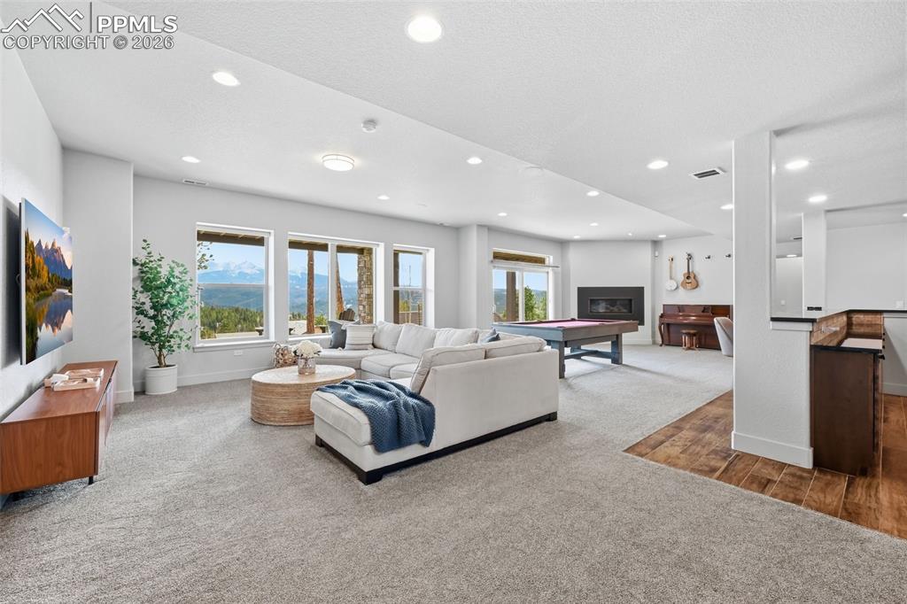 Spacious basement rec room with walk out to basement patio!