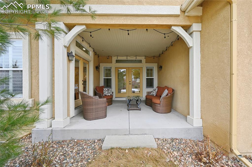 View of patio with french doors