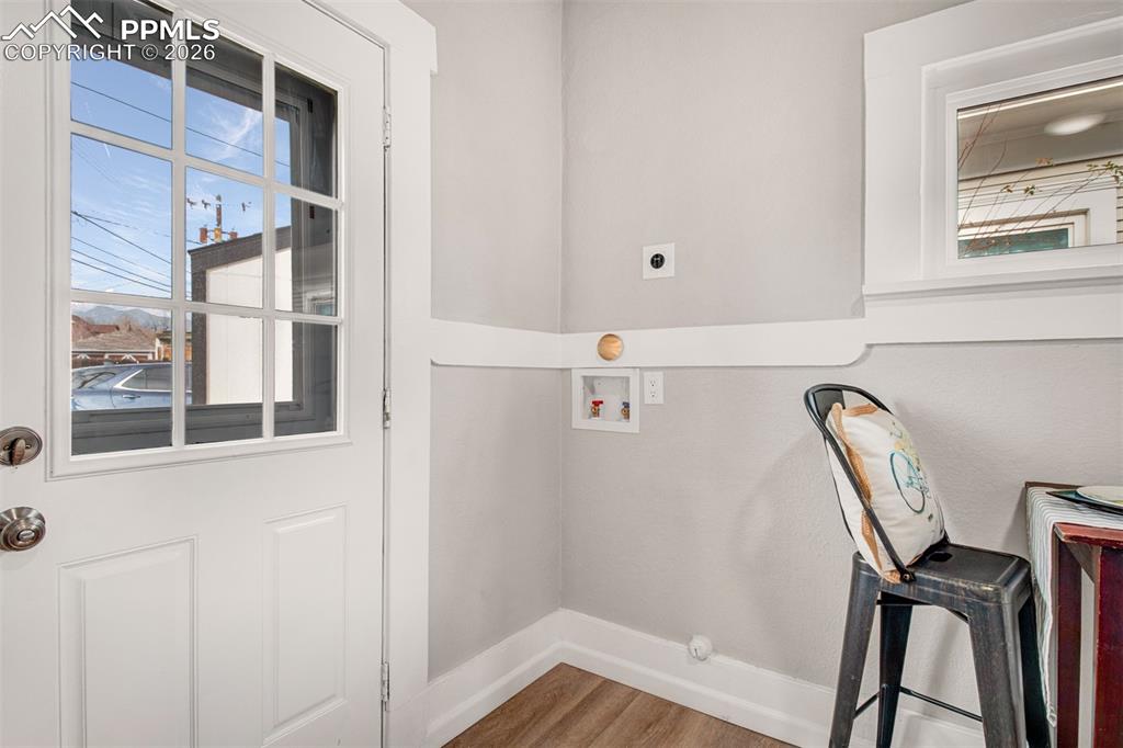 Electric hookups for laundry and walkout access from the kitchen