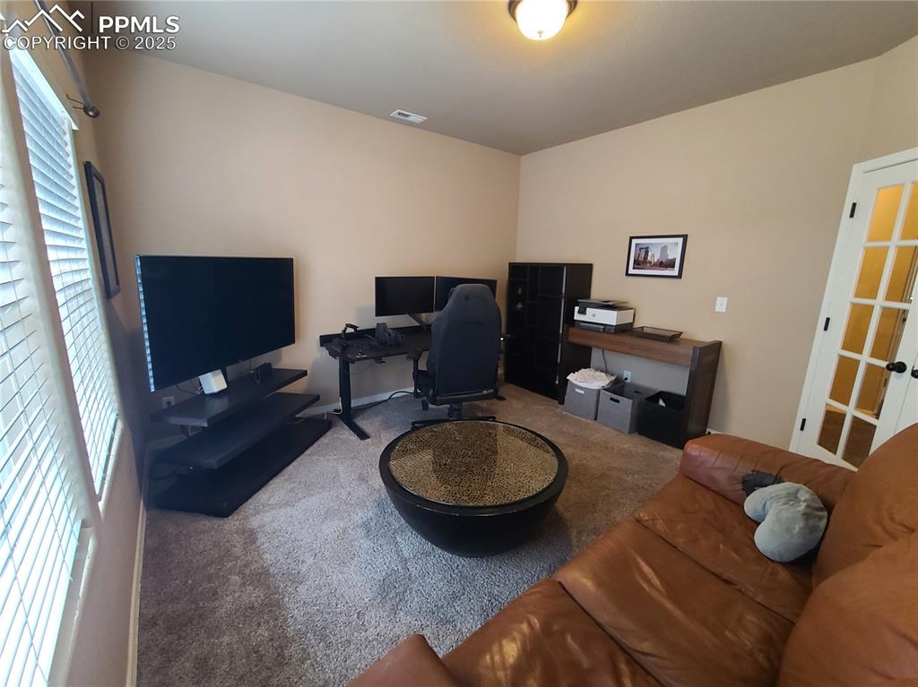 Office space with carpet