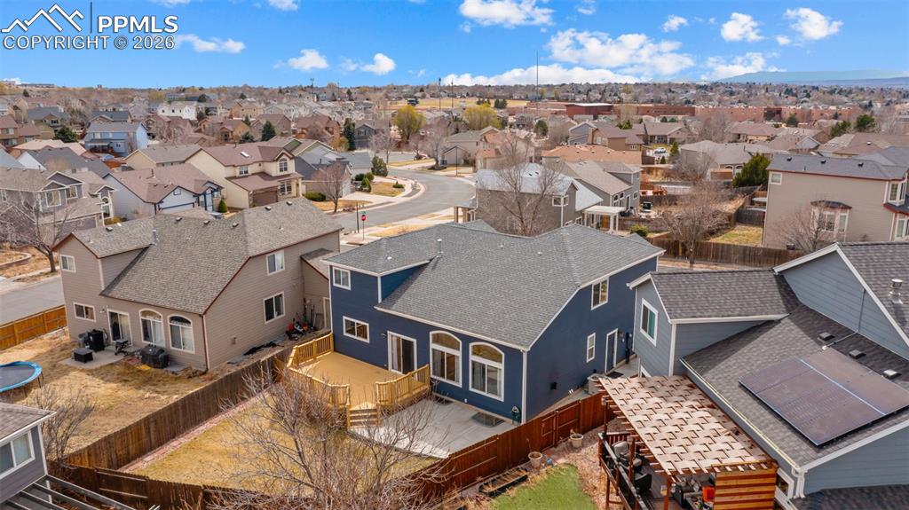 Aerial perspective of suburban area