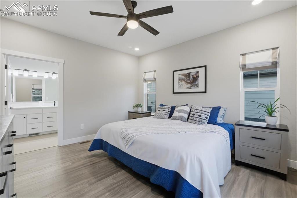 The primary bedroom is located in the back of the home and has plenty of room for a king-sized bed and all your furnishings.