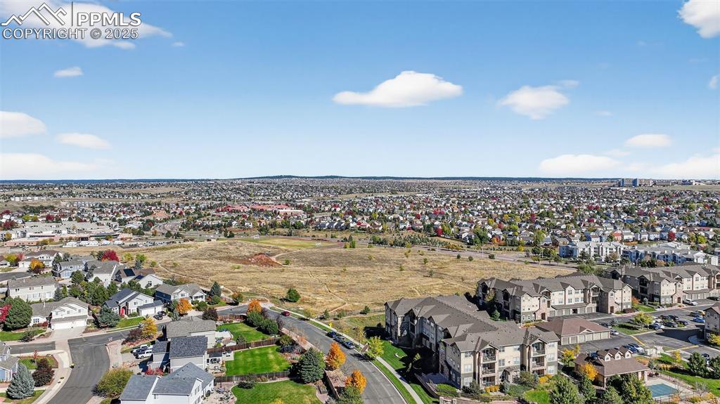 Aerial view of property and surrounding open space 