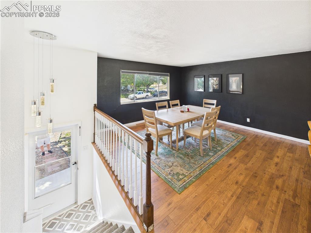 Dining space featuring light wood-style flooring