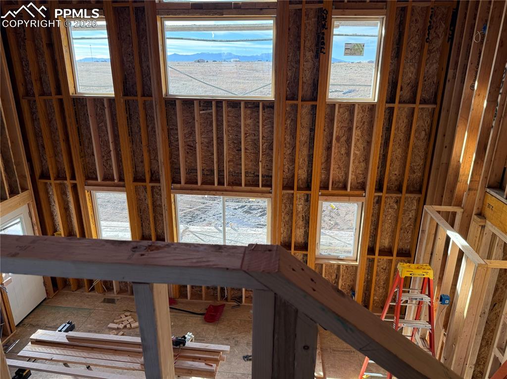 view to living room and Pikes Peak view