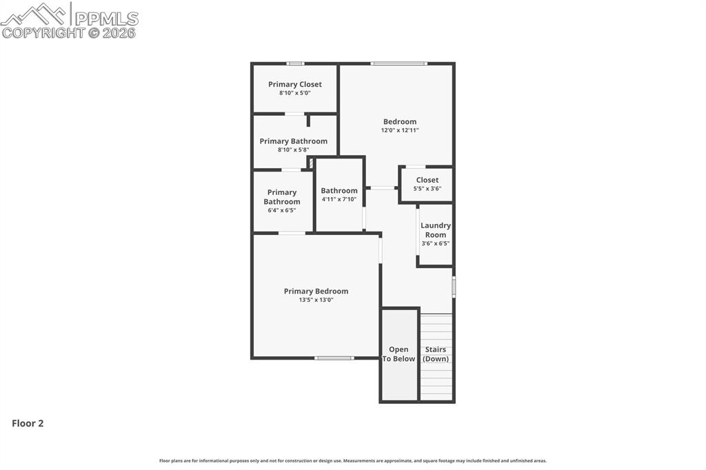 Upstairs Layout with 2-Bedrooms and 2 Baths