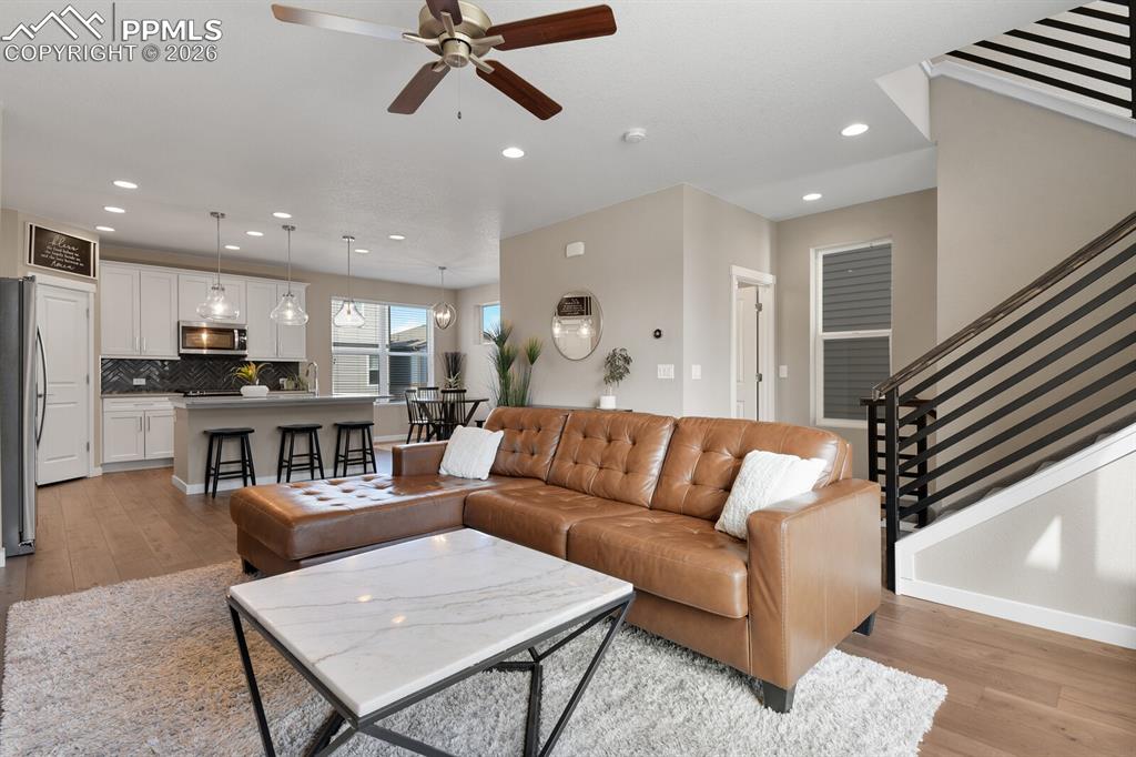 Great Room into Kitchen & Dining 