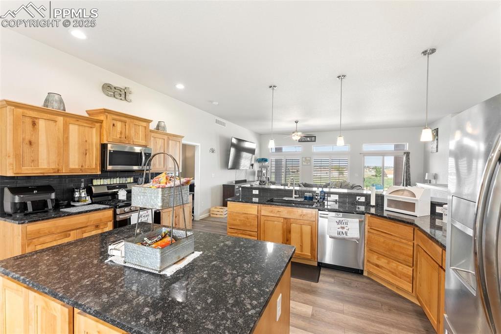 Beautiful kitchen that opens into living room