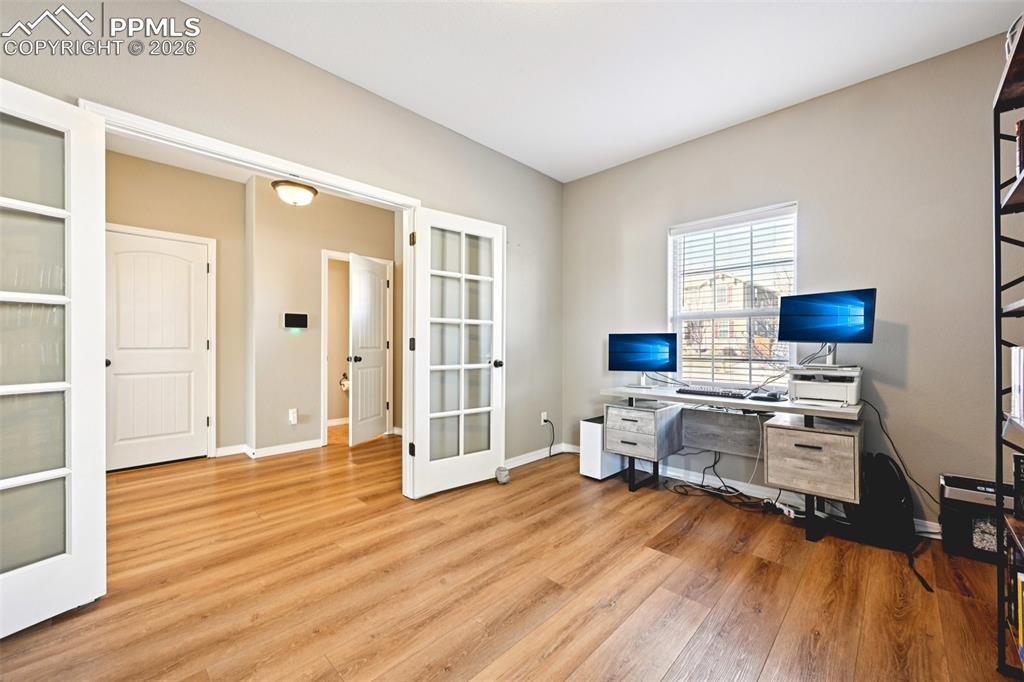 Main level office with French doors