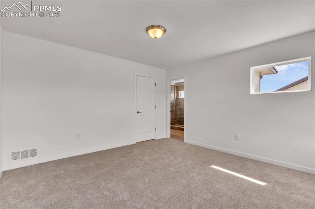 Unfurnished room with plenty of natural light and light carpet