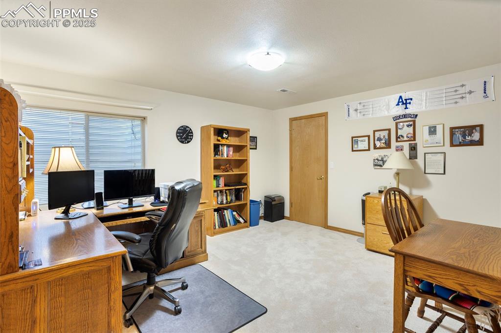 Basement bedroom #3 is currently used as an office.
