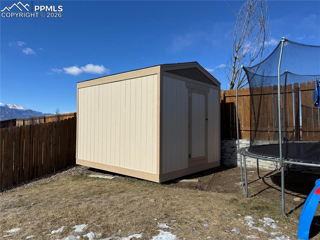 Freshly painted shed.