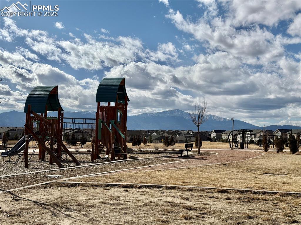 Large playground with Pikes Peak Views