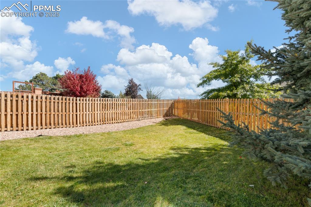 View of fenced backyard