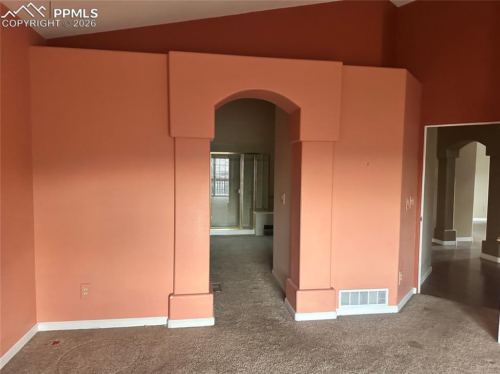 View looking toward the bathroom