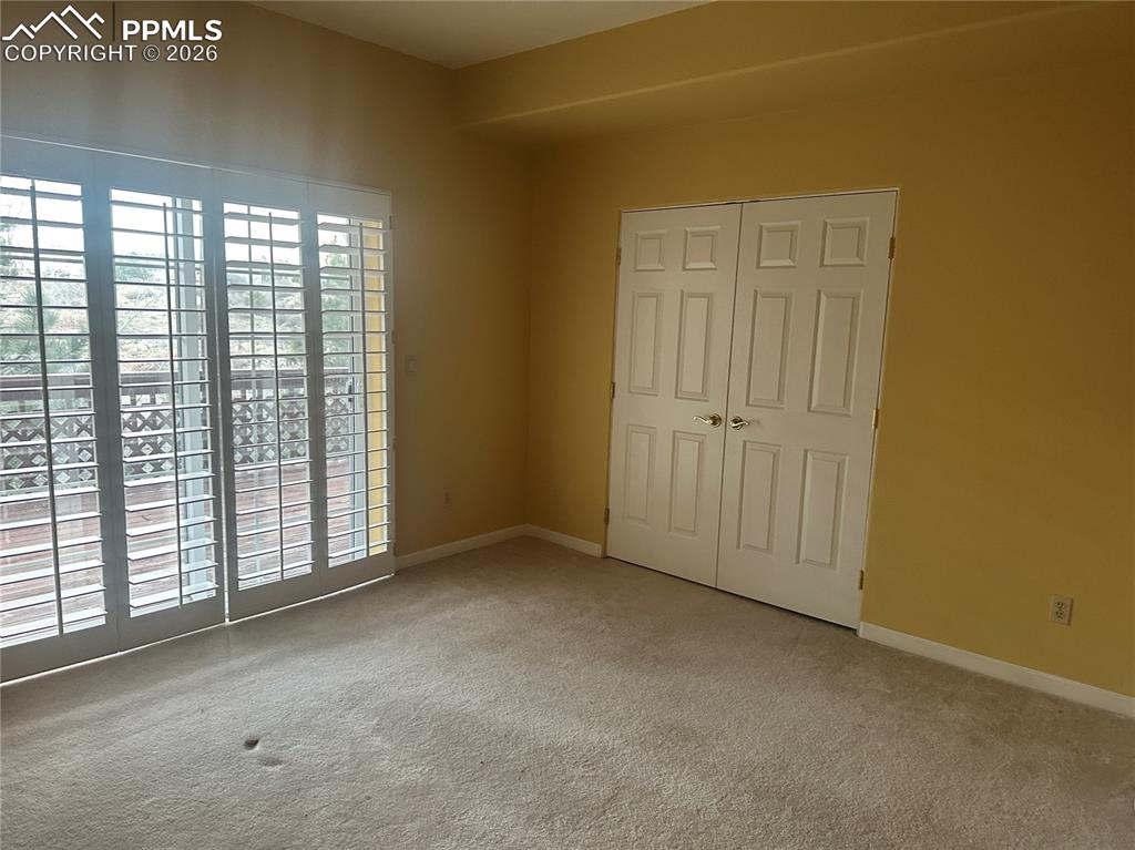 Basement bedroom with plantation shutters