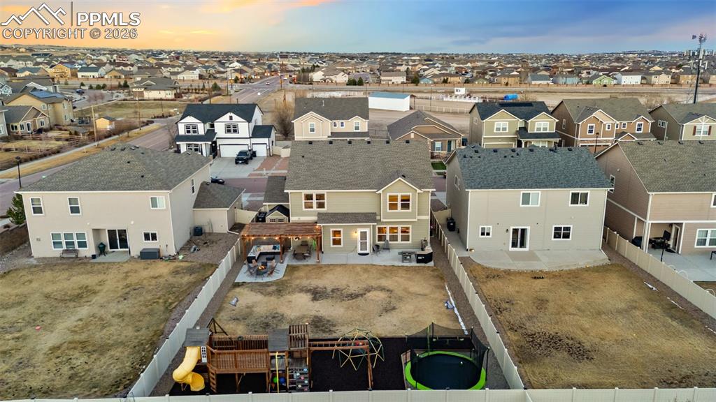 Aerial view of residential area
