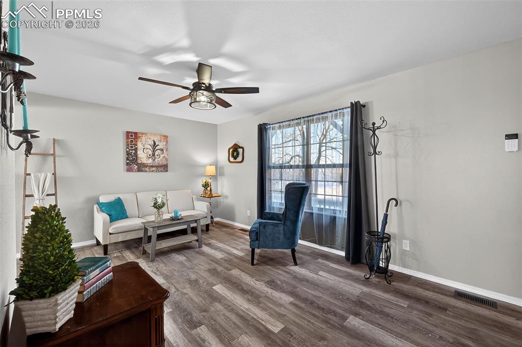 Looking at the living room from the kitchen.