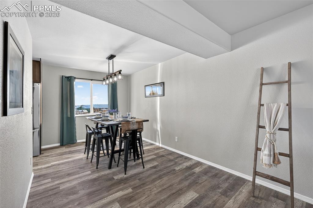Looking into the dining room from the living room. 