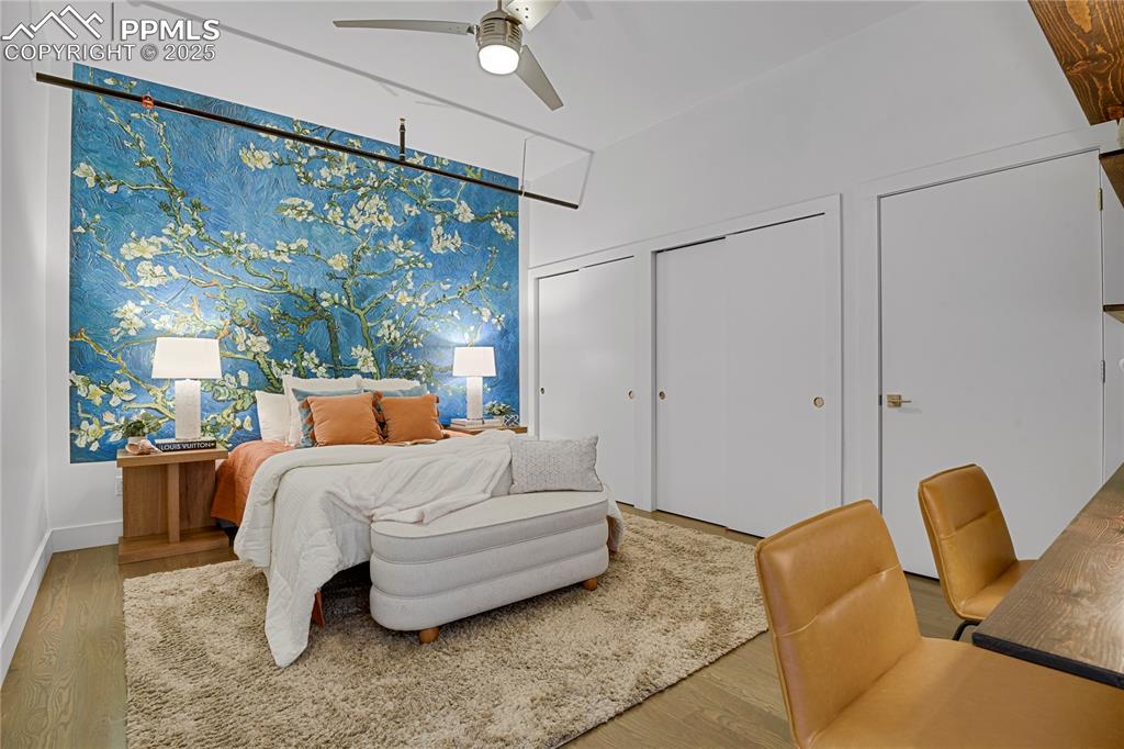 Spacious bedroom offers double lighted closets