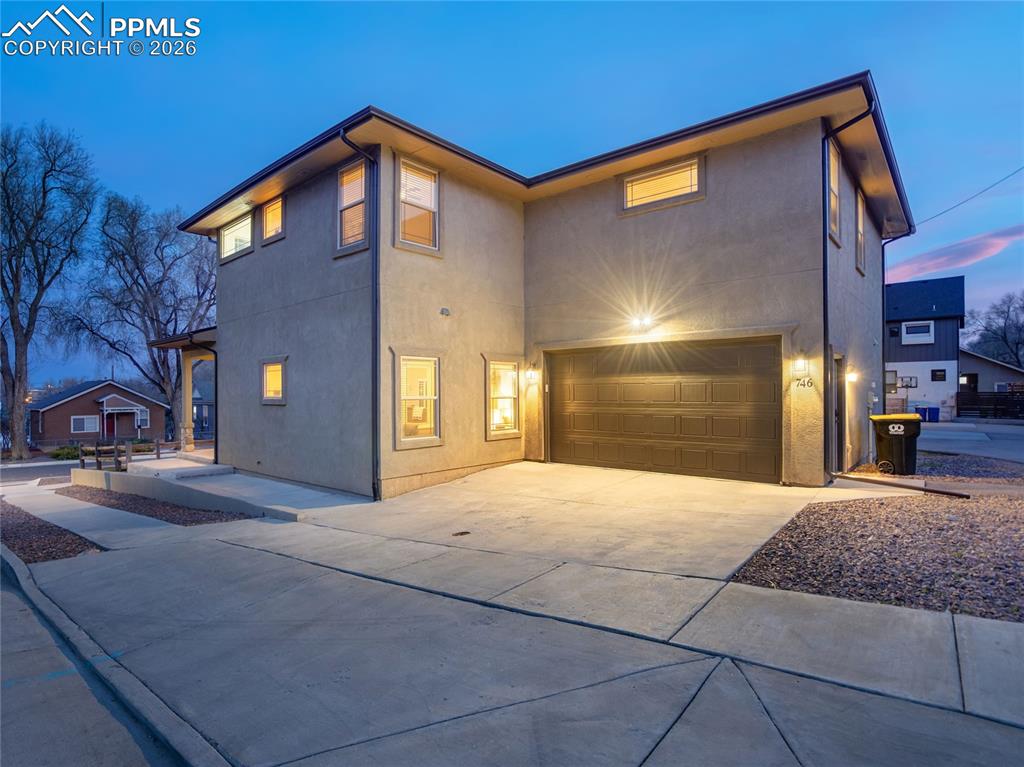 Side-entry two-car garage 