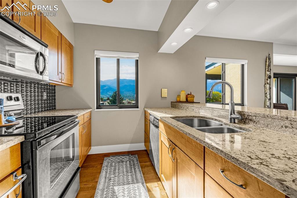 the kitchen also has views. 