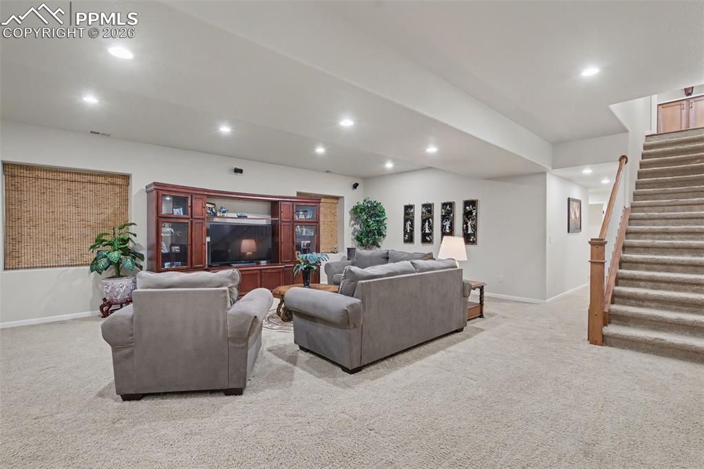 Spacious Basement Family Room with Gas Fireplace!