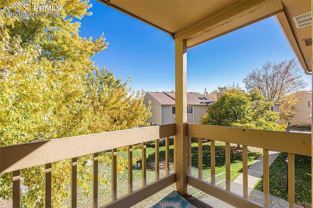 Private deck with mature trees