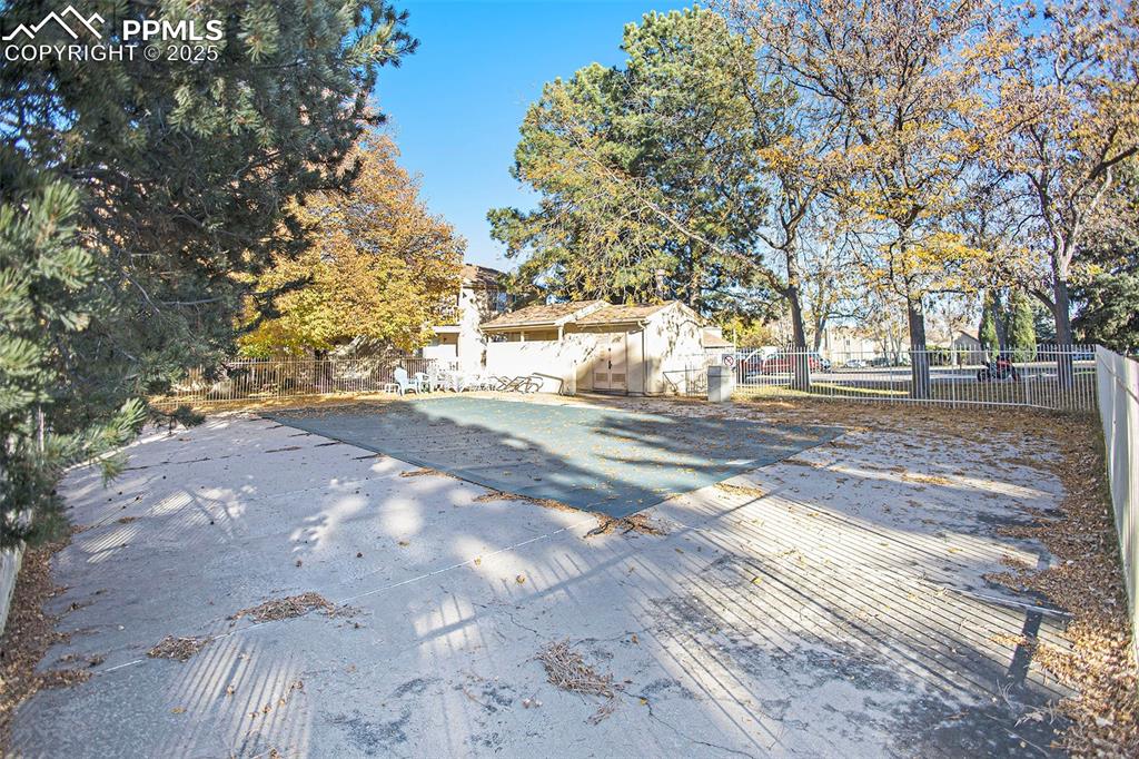 Pool is covered for winter, but sparkles in the summer!