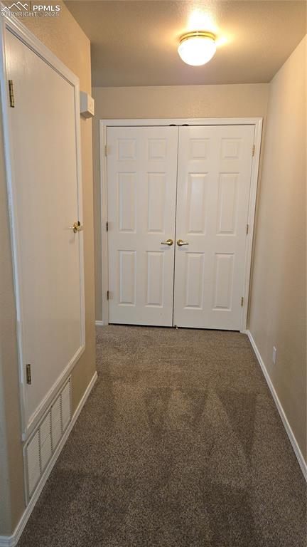 Laundry closet at end of hall