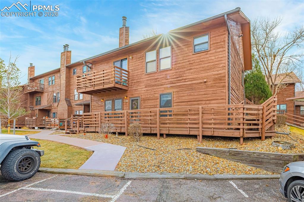 Your deck wraps around to the right of the building! Check out the view from there