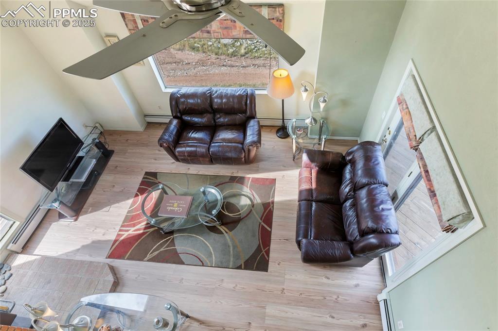 Living room featuring wood finished floors