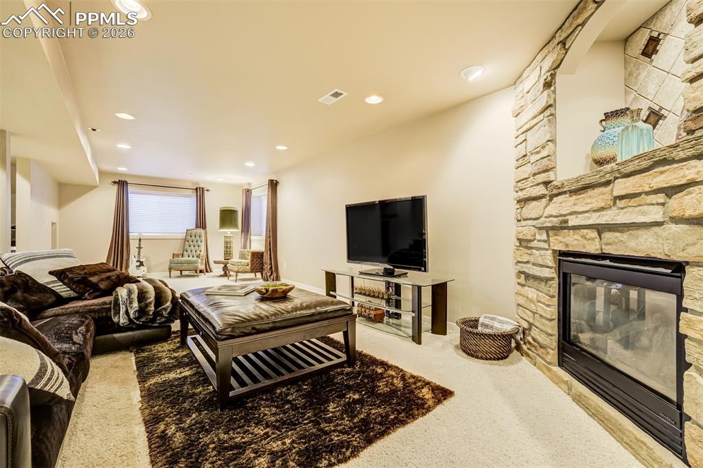 The spacious basement features two separate living spaces for a variety of use