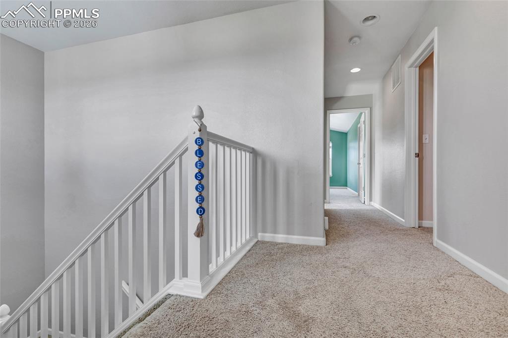 Freshly painted hallway with lots of natural lighting