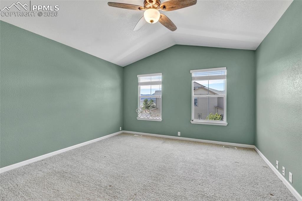 Spacious primary with fresh paint, large windows, and walk-in closet
