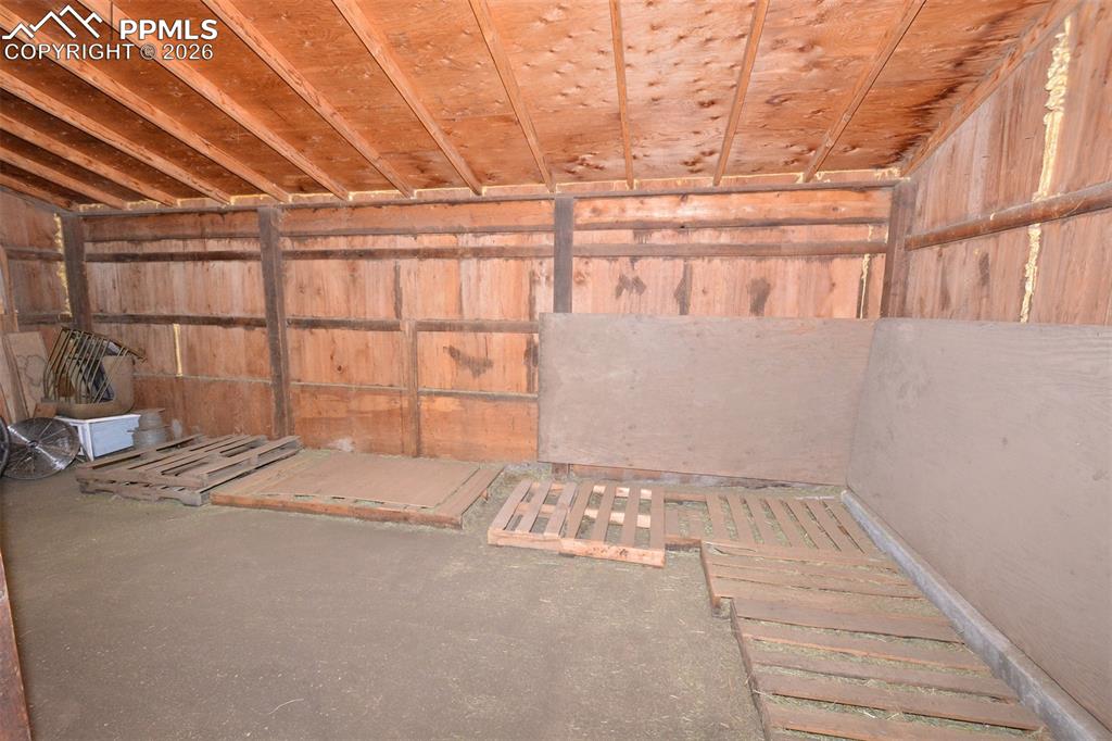 Barn has plenty off storage for hay or to expand to add a couple more stalls.