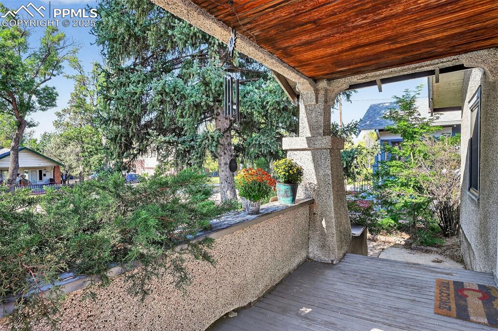 Bushes provide privacy.