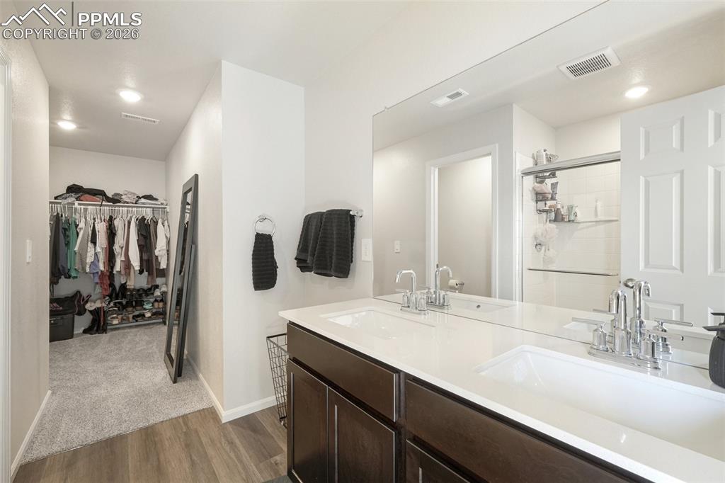 primary bathroom and walk-in closet