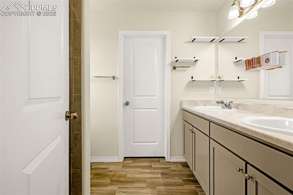Primary Bathroom connected to the bedroom includes a walk in closet