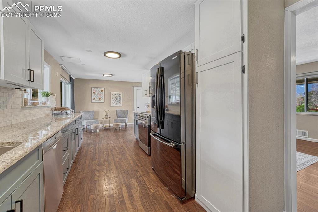 Wood floors throughout the main level. 