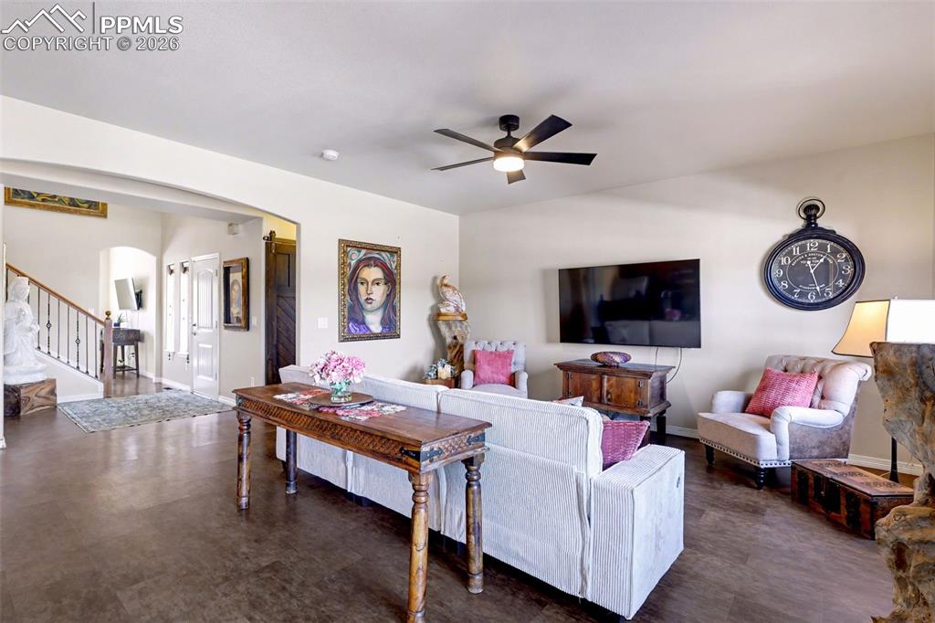 Walkout to a spacious deck from the living room