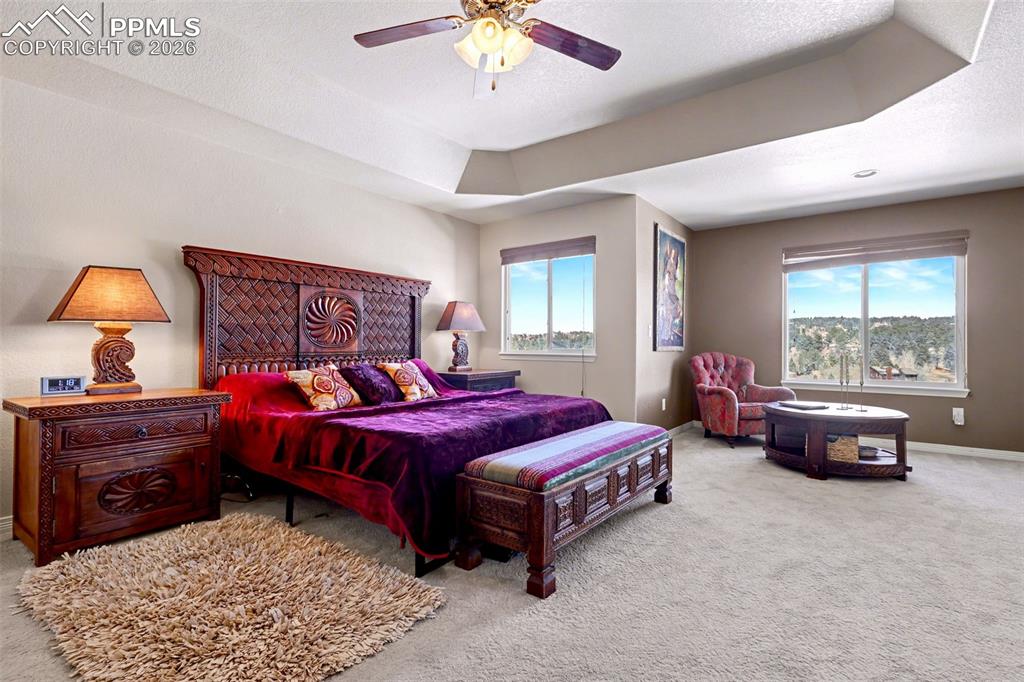 Beautiful tray ceiling accents in the primary bedroom